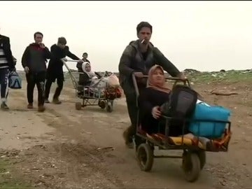 Frame 0.0 de: Numerosos civiles huyen desesperados de Mosul mientras las fuerzas iraquíes combaten contra el ISIS