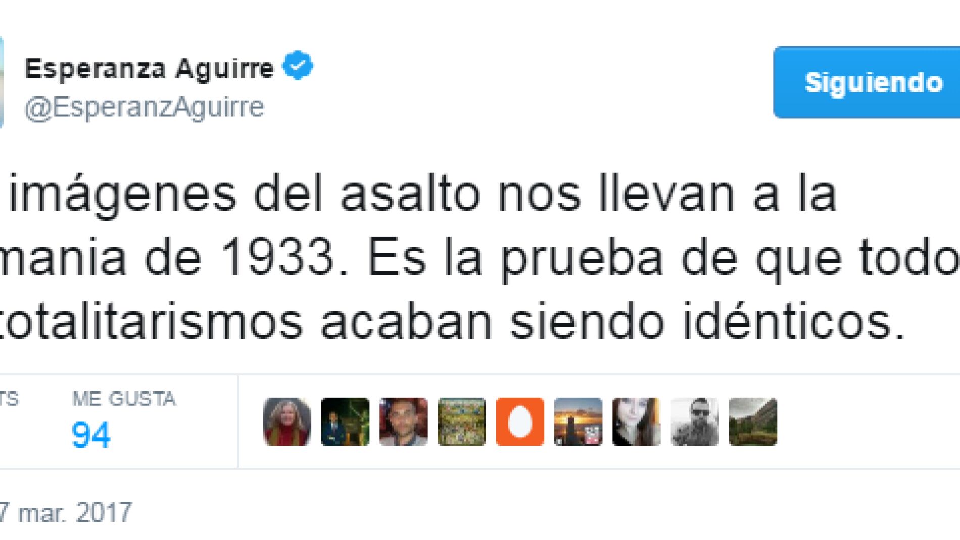 Aguirre compara la CUP con Alemania nazi