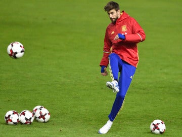 Gerard Piqué, en un entrenamiento de la selección española