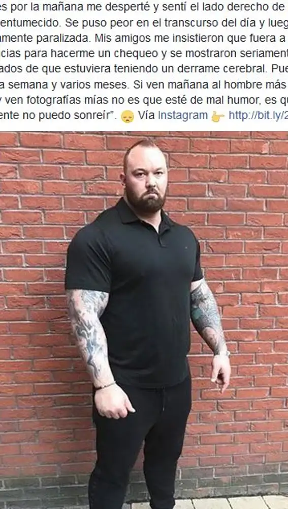 Hafthór Björnsson Sufre una extraña enfermedad