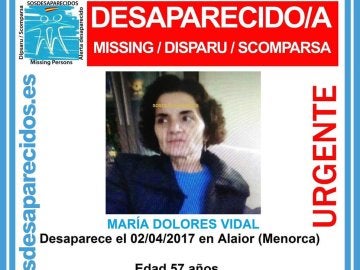 María Dolores Vidal, la mujer desaparecida en Menorca