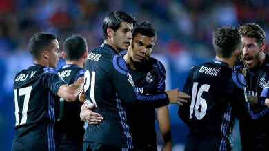 James y Morata mantienen líder al Real Madrid tras ganar a un valiente Leganés
