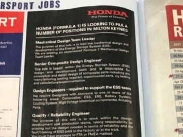 Oferta de empleo de Honda en una revista