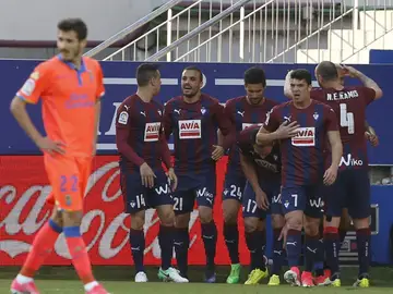 Los jugadores del Eibar celebran un gol en Ipurúa Los jugadores del Eibar celebran un gol en Ipurúa