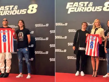 Vin Diesel y Charlize Theron, junto a Griezmann y Filipe Luis Vin Diesel y Charlize Theron, junto a Griezmann y Filipe Luis