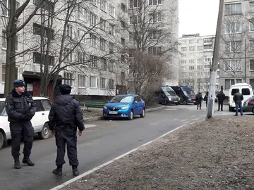 Policía cerca de la zona de la explosión Policía cerca de la zona de la explosión