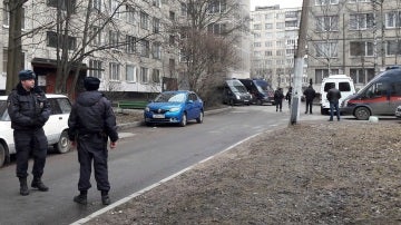 Policía cerca de la zona de la explosión