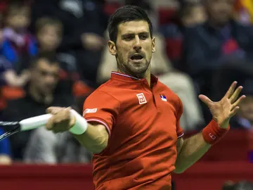 Djokovic devuelve la bola en un partido con Serbia Djokovic devuelve la bola en un partido con Serbia