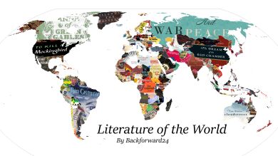 Un joven crea un mapa con las portadas de los libros más representativos de cada país