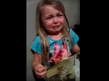 La pequeña llorando desconsoladamente por su perro La pequeña llorando desconsoladamente por su perro