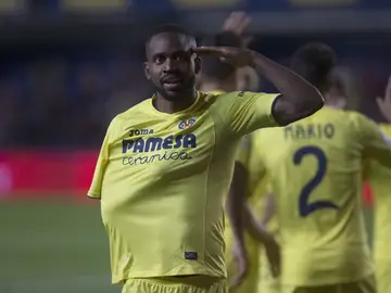 Bakambú, en el partido contra el Sporting Bakambú, en el partido contra el Sporting