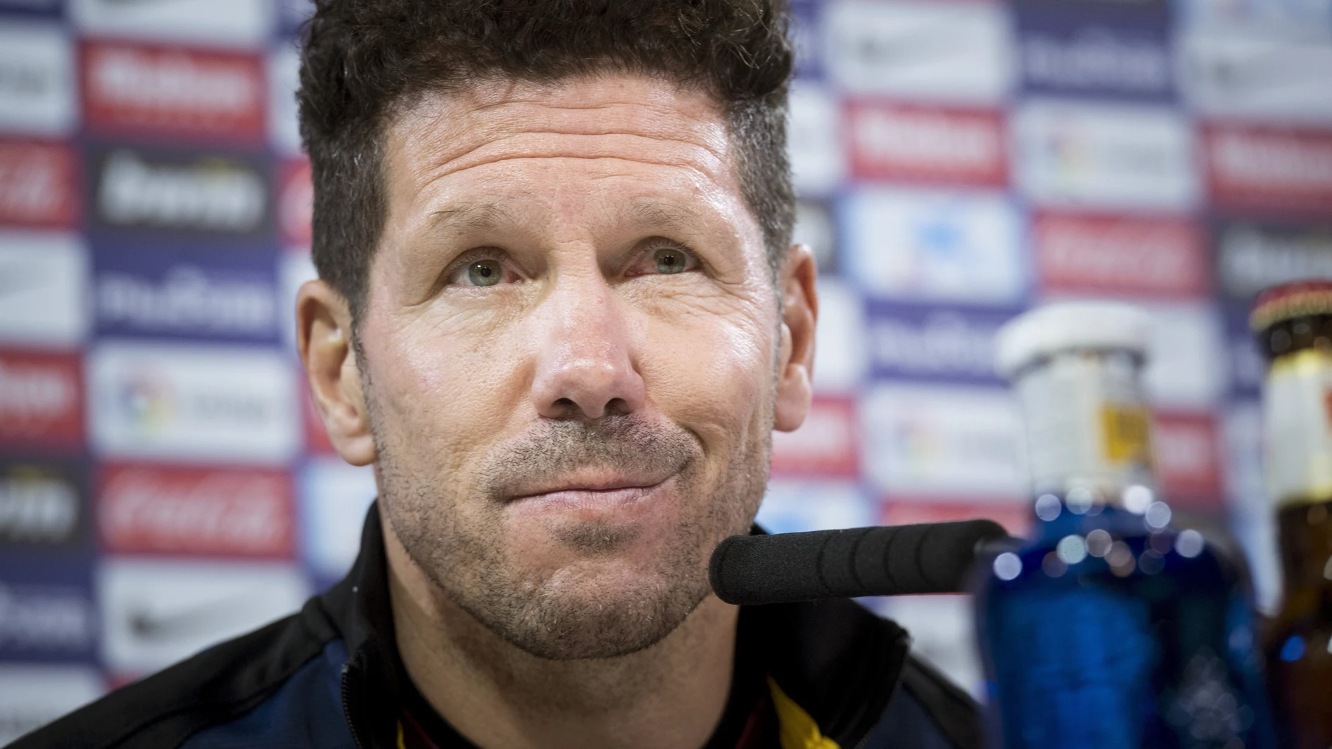Simeone, durante la rueda de prensa Simeone, durante la rueda de prensa