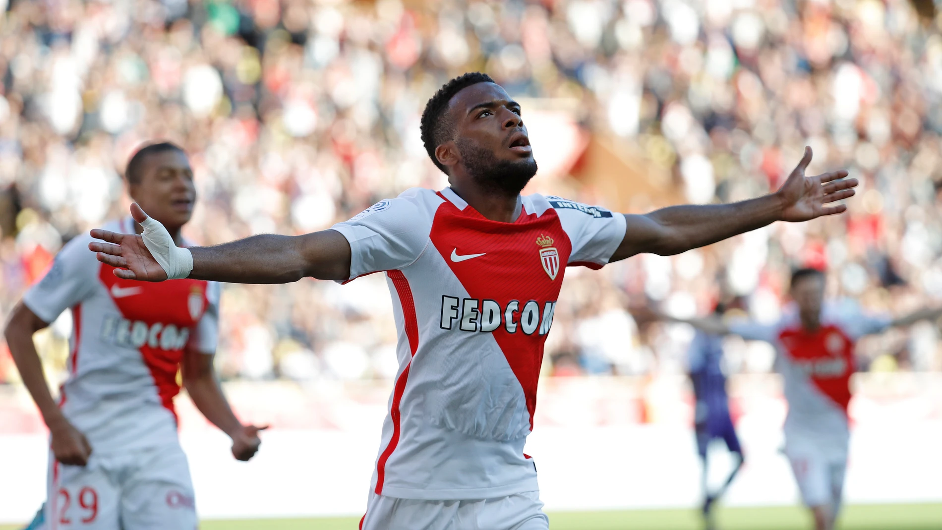 Thomas Lemar celebrando un gol Thomas Lemar celebrando un gol