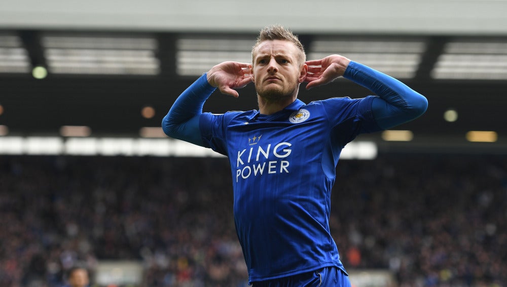 Vardy celebrando el gol del partido