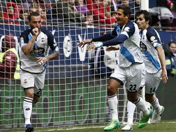 Los jugadores del Depor celebrando un gol Los jugadores del Depor celebrando un gol
