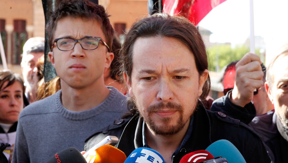 Pablo Iglesias e Íñigo Errejón en la manifestación del Día del Trabajo