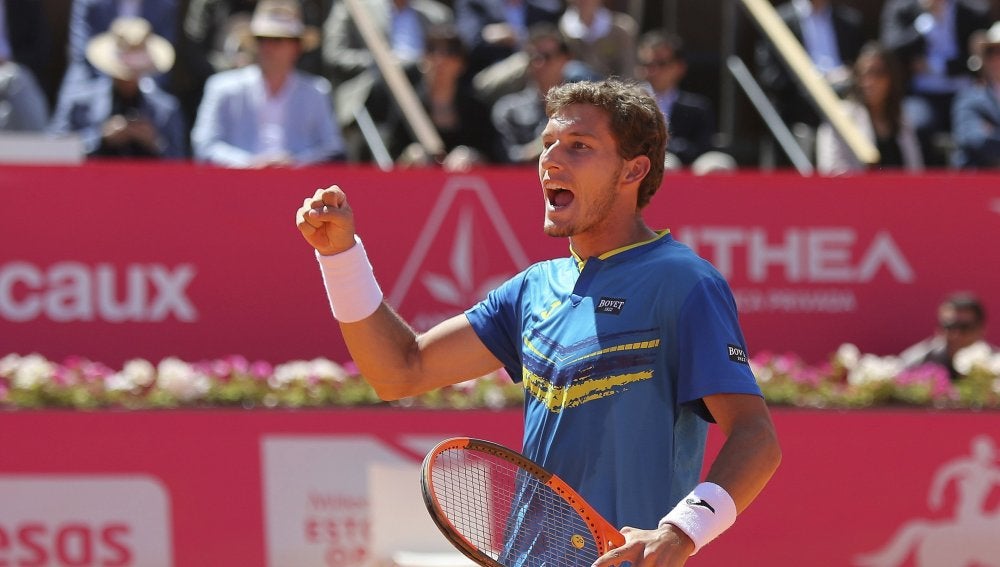 Pablo Carreño celebra un punto en Estoril