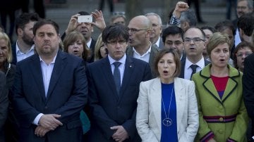 Forcadell y Simó acompañadas de Puigdemont y Junqueras