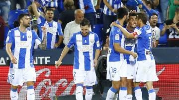 Los jugadores del Leganés celebran un gol ante el Betis en Butarque