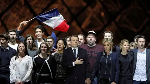 Macron tras ganar las elecciones de Francia Macron tras ganar las elecciones de Francia