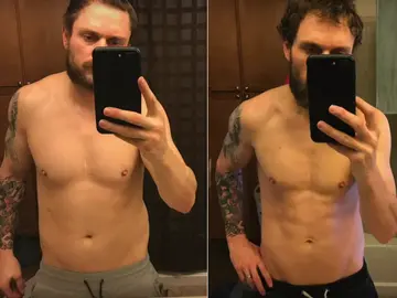 Así se quedó Anthony Howard-Crow tras 100 días comiendo helado. Así se quedó Anthony Howard-Crow tras 100 días comiendo helado.