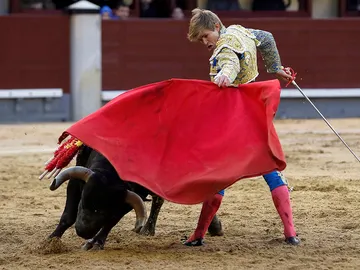El diestro Javier Jiménez con su segundo, al que cortó una oreja, durante el primer festejo de la feria de San Isidro El diestro Javier Jiménez con su segundo, al que cortó una oreja, durante el primer festejo de la feria de San Isidro
