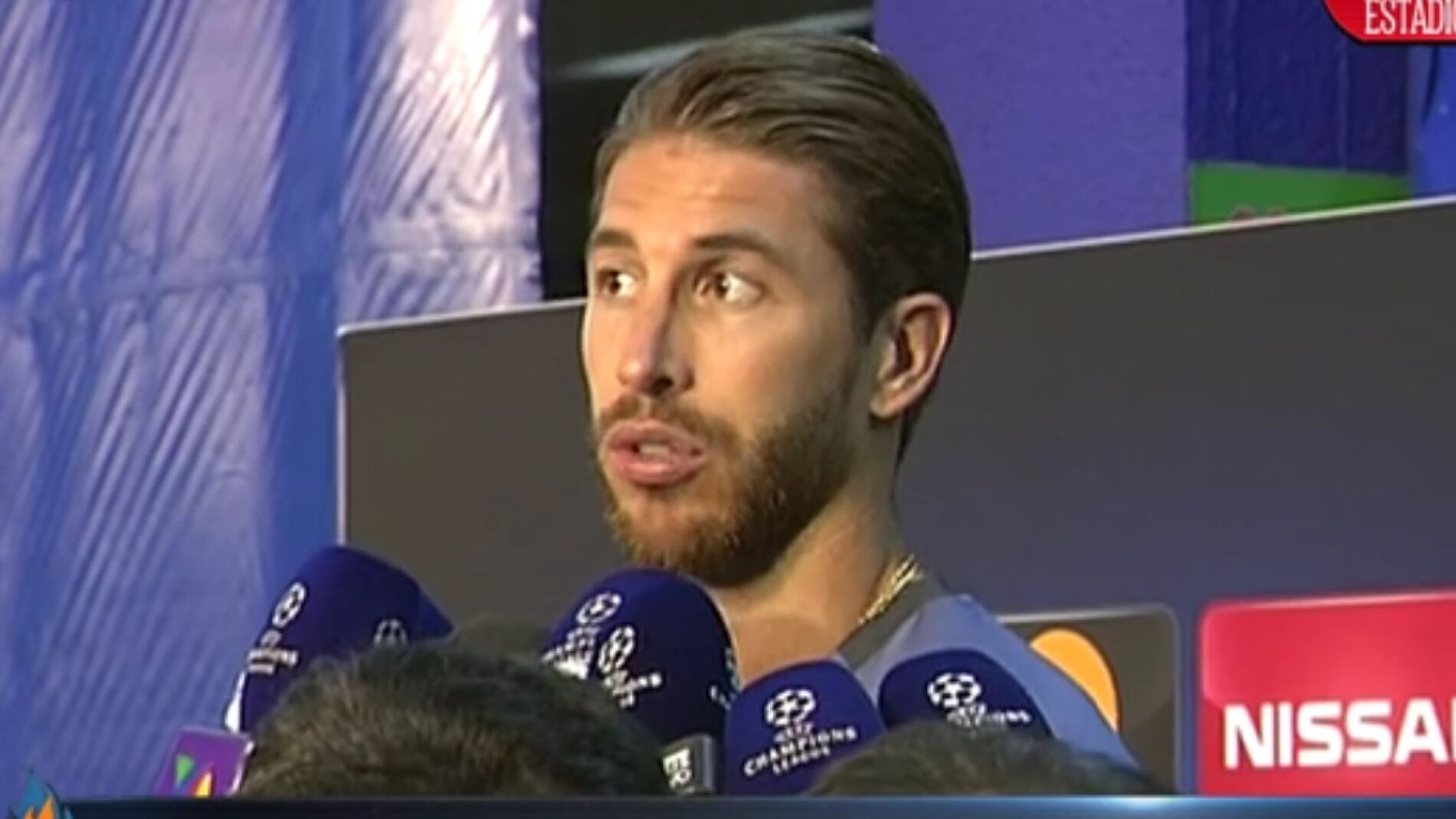 Sergio Ramos, en la zona mixta del Calder&oacute;n