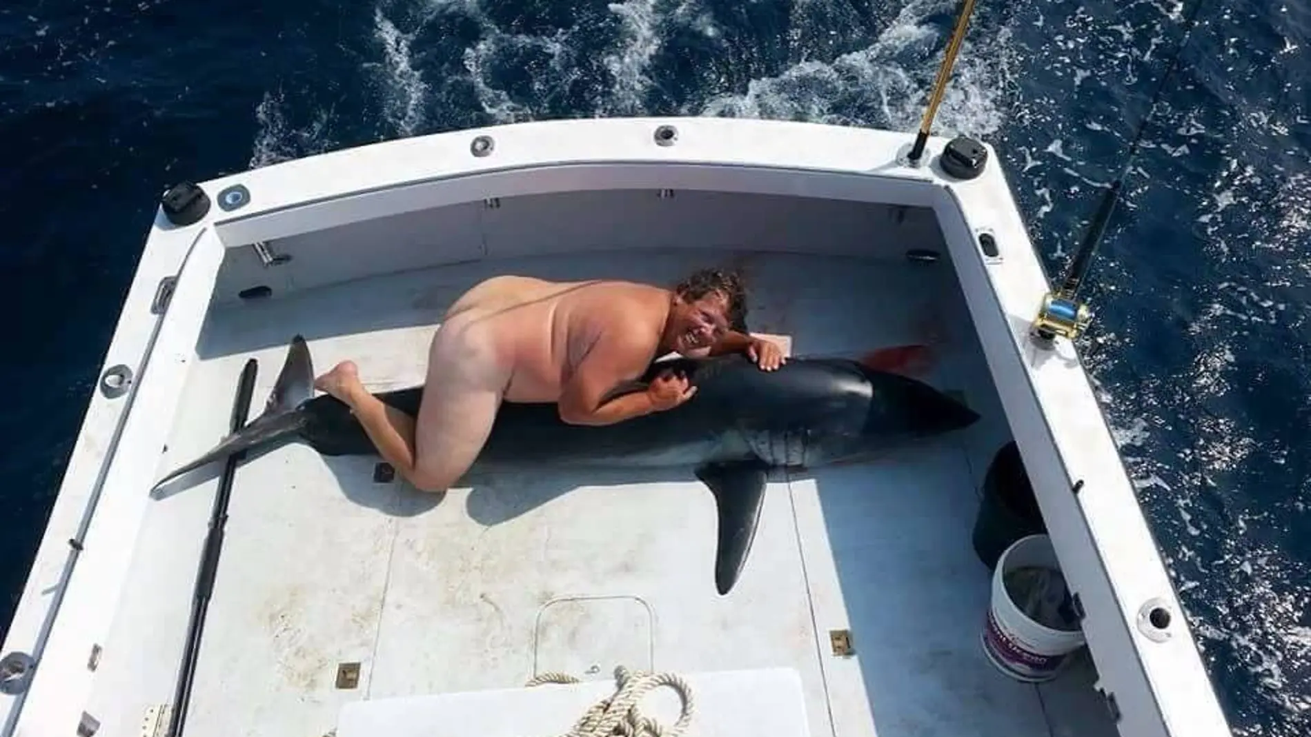 El hombre junto al tiburón El hombre junto al tiburón
