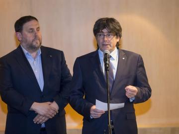 El president, Carles Puigdemont y el vicepresidente, Oriol Junqueras