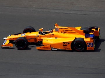 Fernando Alonso, en el trazado de Indianápolis