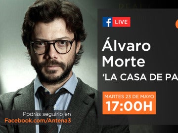 Álvaro Morte, El Profesor en 'La casa de papel', dará las claves del atraco perfecto en directo en Facebook Live 