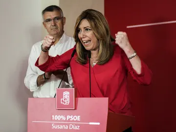 Susana Díaz, en un acto de campaña en Extremadura Susana Díaz, en un acto de campaña en Extremadura