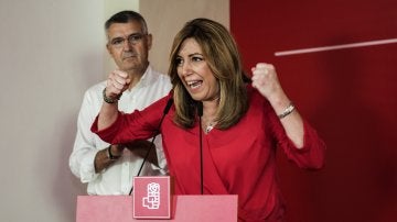 Susana Díaz, en un acto de campaña en Extremadura