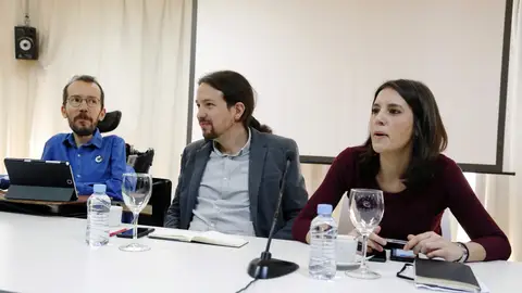 Los líderes de Podemos, Pablo Iglesias, Pablo Echenique e Irene Montero Los líderes de Podemos, Pablo Iglesias, Pablo Echenique e Irene Montero
