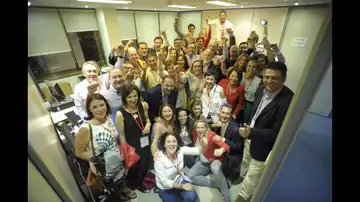 Celebración de la victoria de Sánchez en Ferraz Celebración de la victoria de Sánchez en Ferraz