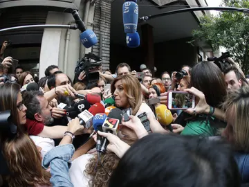 Susana Díaz a su llegada a la sede del PSOE en la calle Ferraz Susana Díaz a su llegada a la sede del PSOE en la calle Ferraz
