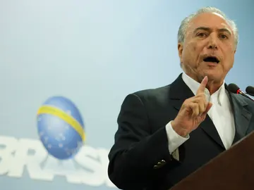 El expresidente de Brasil, Michel Temer, pronunciando el discurso El expresidente de Brasil, Michel Temer, pronunciando el discurso