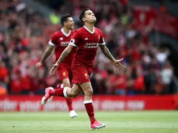Coutinho celebra uno de los goles del Liverpool Coutinho celebra uno de los goles del Liverpool