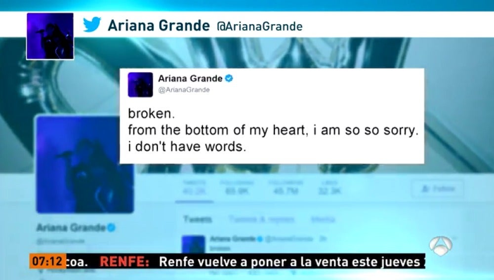 Frame 10.905 de: Ariana Grande confiesa no tener palabras tras la explosión en el Manchester Arena
