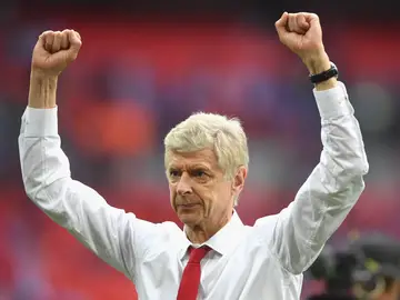 Arsene Wenger celebra una victoria del Arsenal Arsene Wenger celebra una victoria del Arsenal