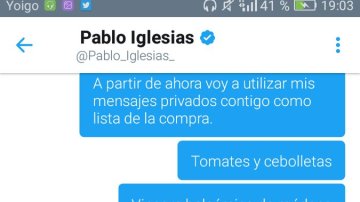 Captura de la conversación de Pablo Iglesias con un tuitero