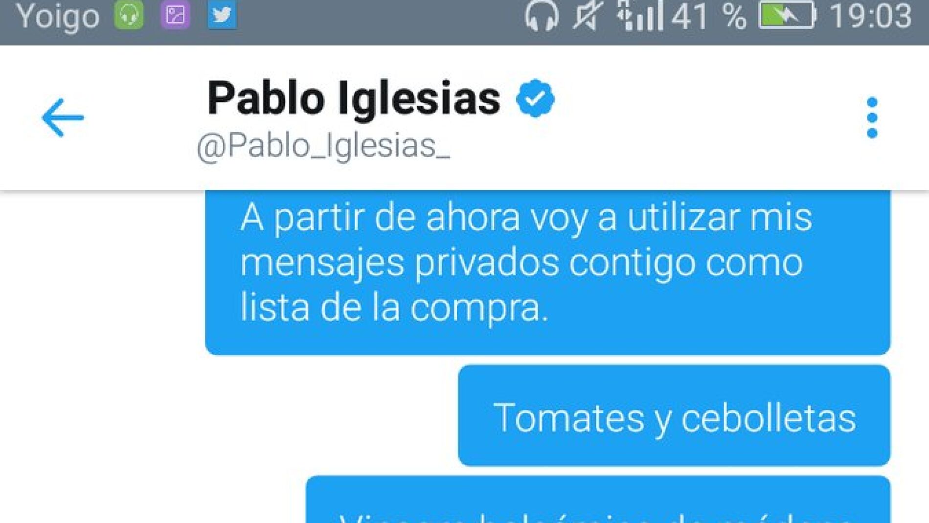 Captura de la conversaci&oacute;n de Pablo Iglesias con un tuitero