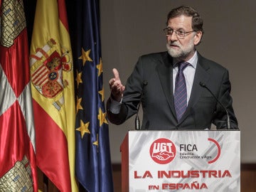 Mariano Rajoy en un acto de UGT en Burgos 