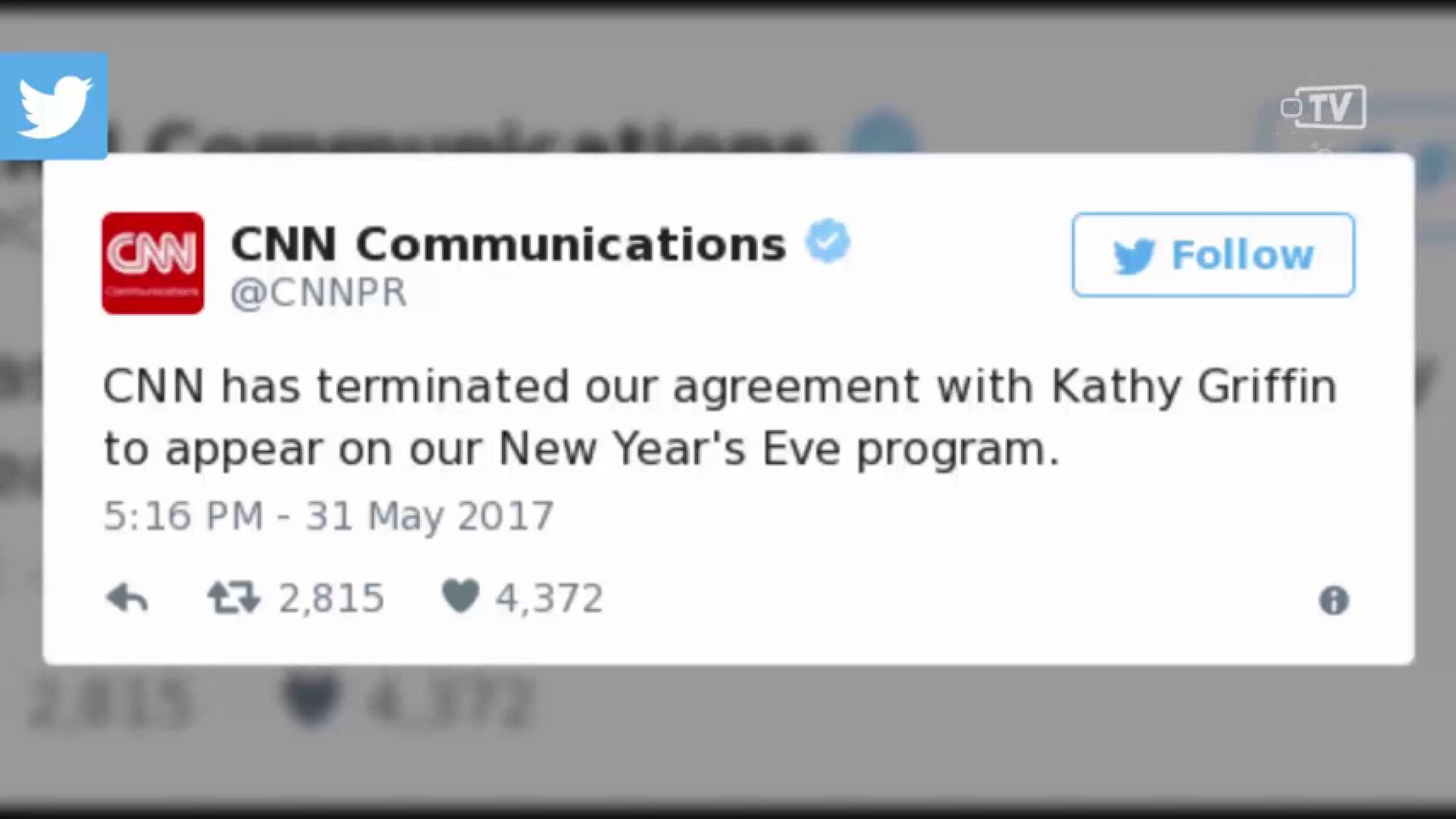 Frame 14.400431 de: La cadena CNN despide a Kathy Griffin tras su polémica foto con la cabeza de Donald Trump