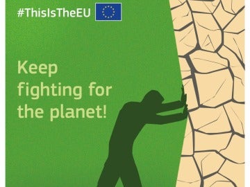 ¡Sigue luchando por el planeta!: grafismo de la Comisión Europea tras el anuncio de Trump