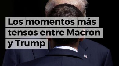 Del duelo en el apretón de manos al 'plagio' del eslogan: la tensa relación entre Macron y Trump