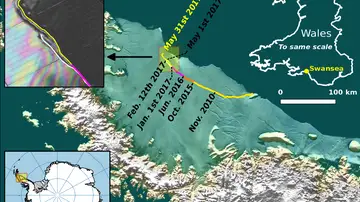 Situación de la grieta en el hielo el 31 de mayo Situación de la grieta en el hielo el 31 de mayo