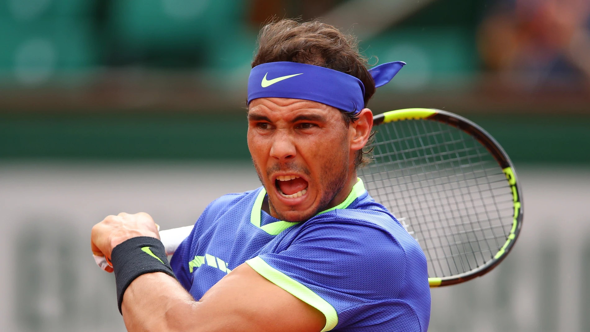 Rafa Nadal, tras devolver la bola a su rival Rafa Nadal, tras devolver la bola a su rival
