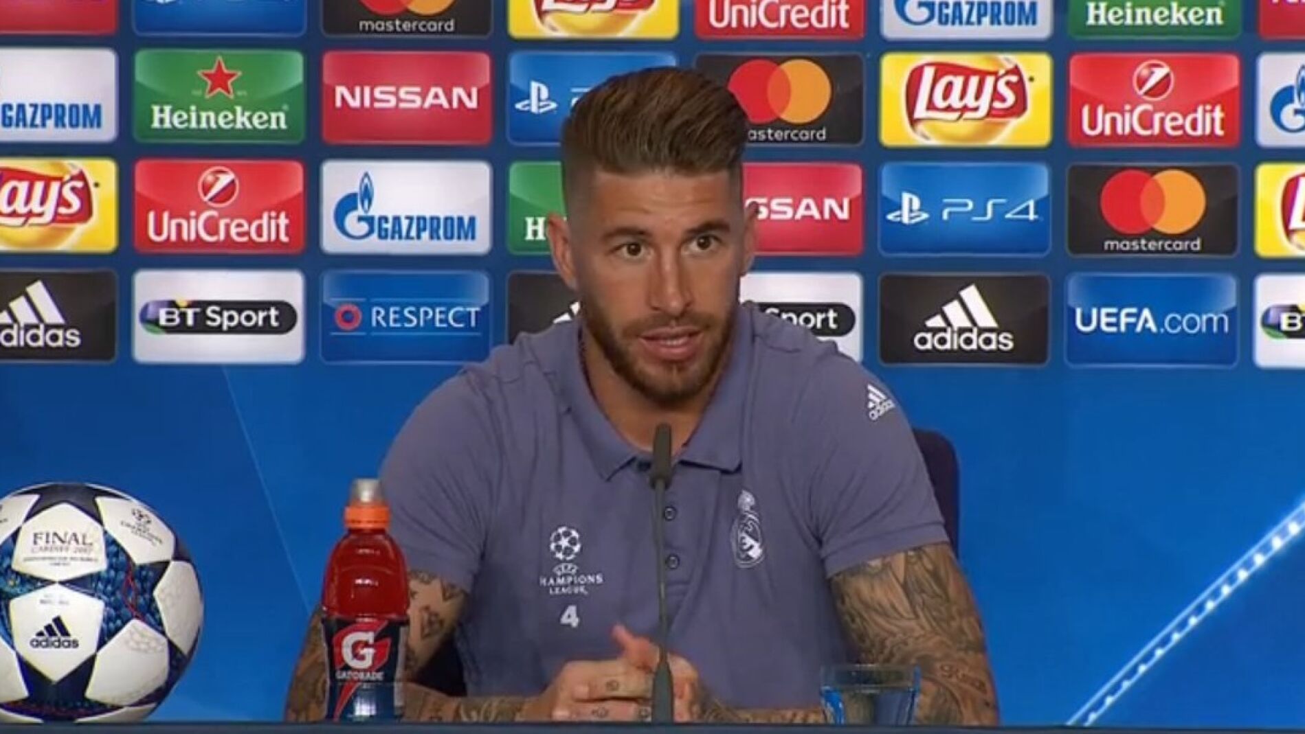 Sergio Ramos, compareciendo ante los medios de comunicaci&oacute;n