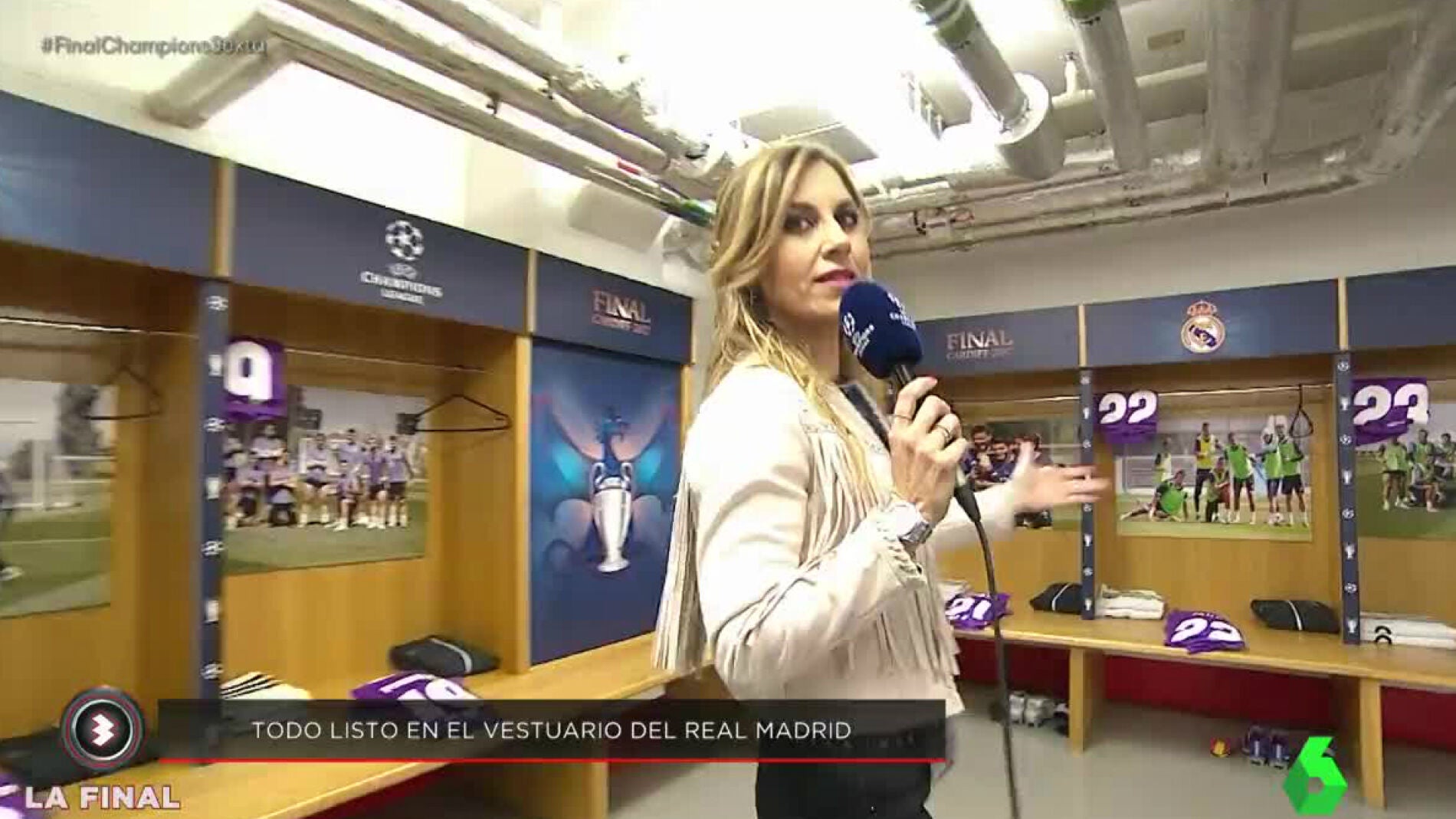 Susana Guasch, en el vestuario del Real Madrid en Cardiff